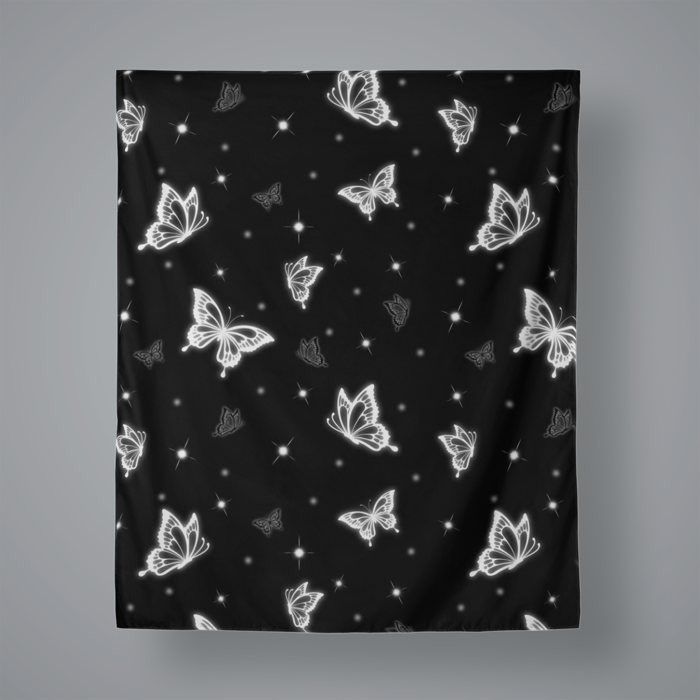 black butterflies backdrop tapestry