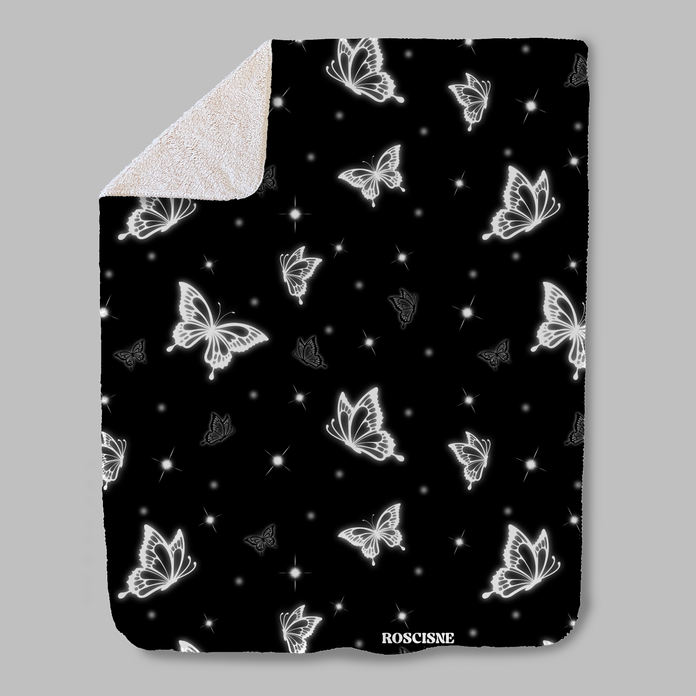 SHERPA black butterflies blanket