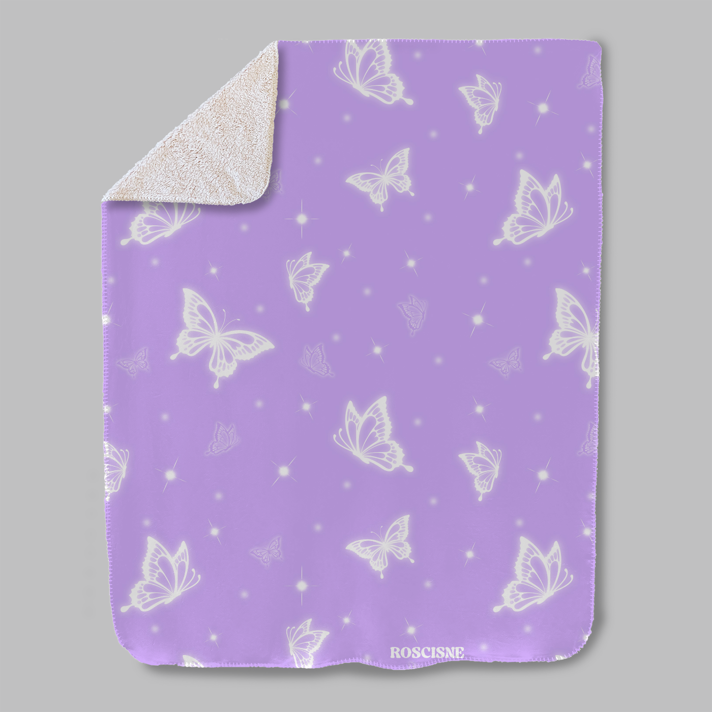 SHERPA purple butterflies blanket