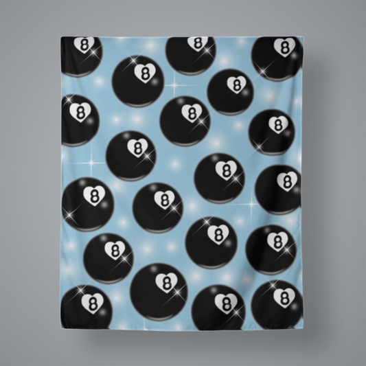 blue 8 ball heart backdrop