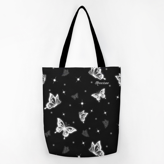 black butterflies tote bag