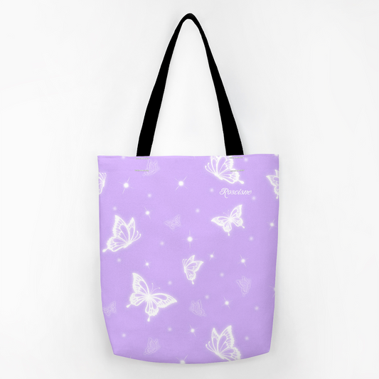 purple butterflies tote bag