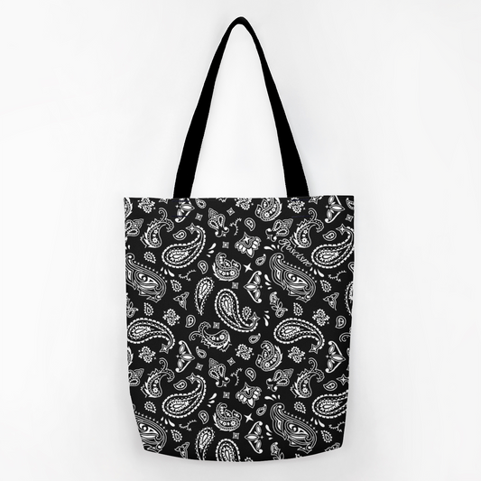 black paisley tote bag