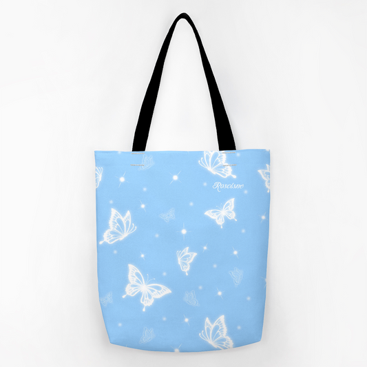 blue butterflies tote bag