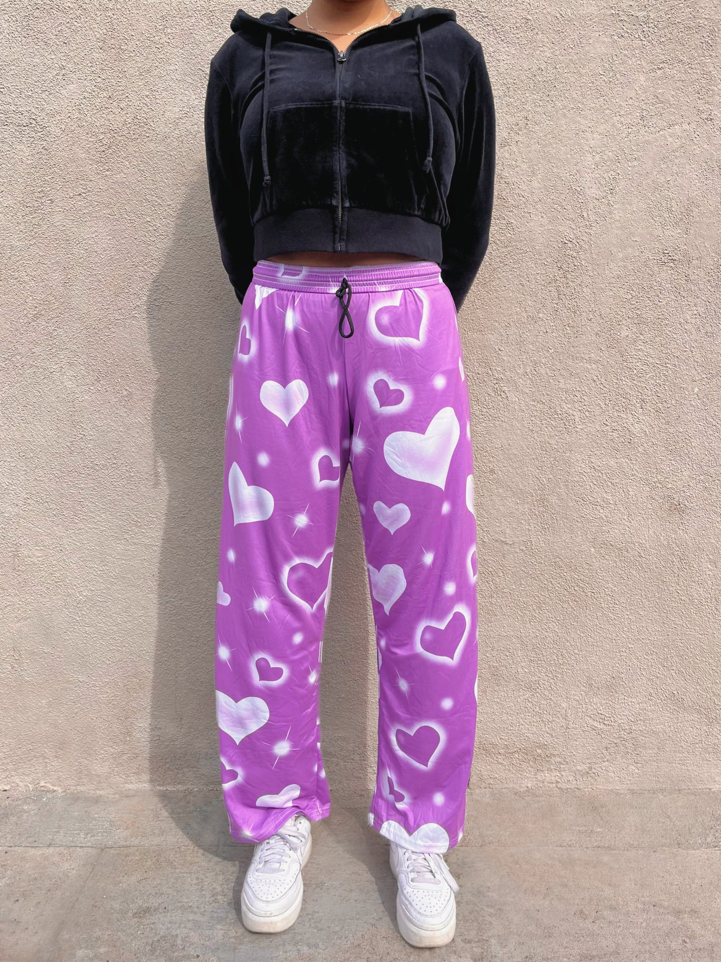 purple airbrush hearts pj pant