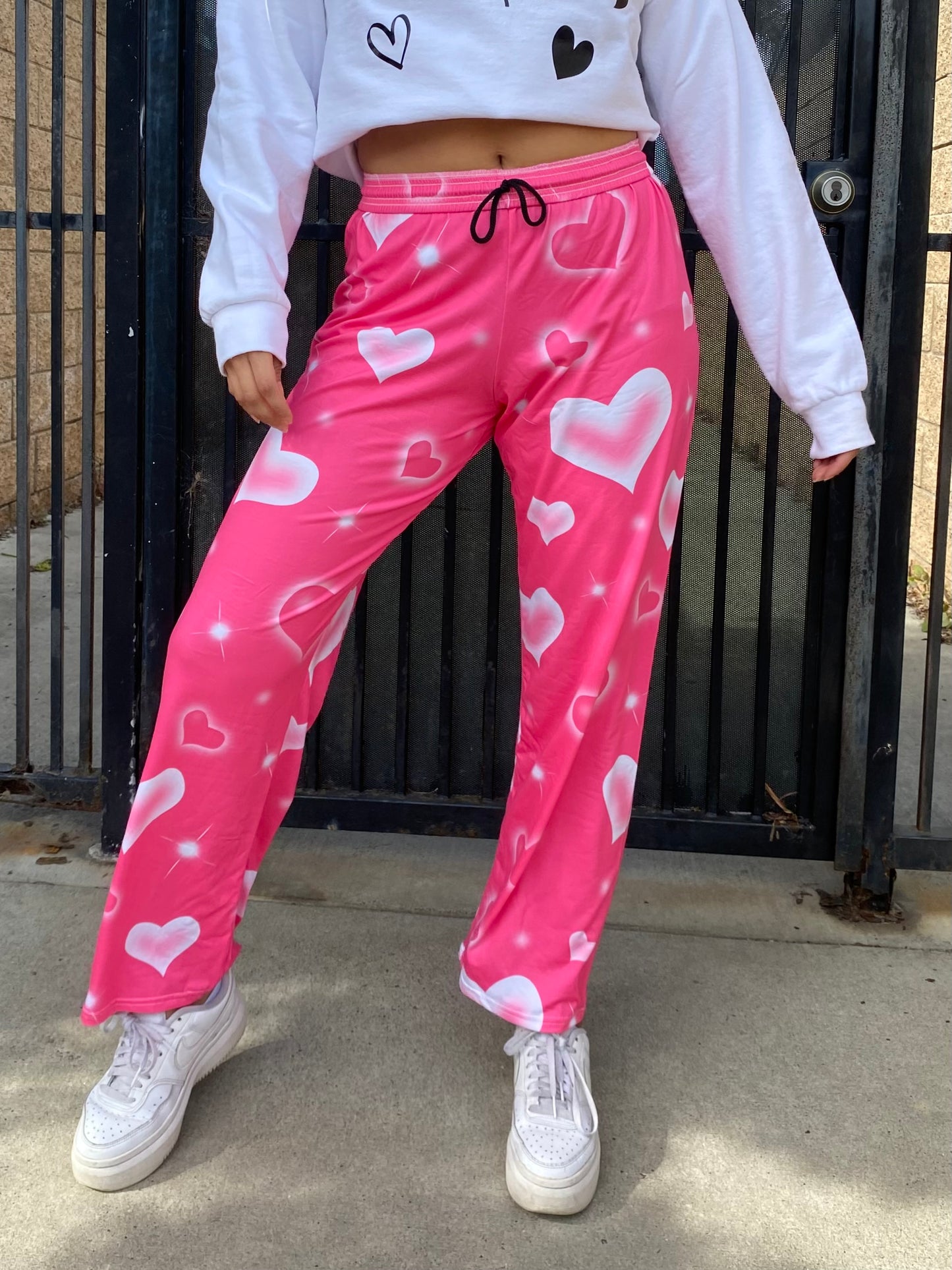 pink airbrush hearts pj pant