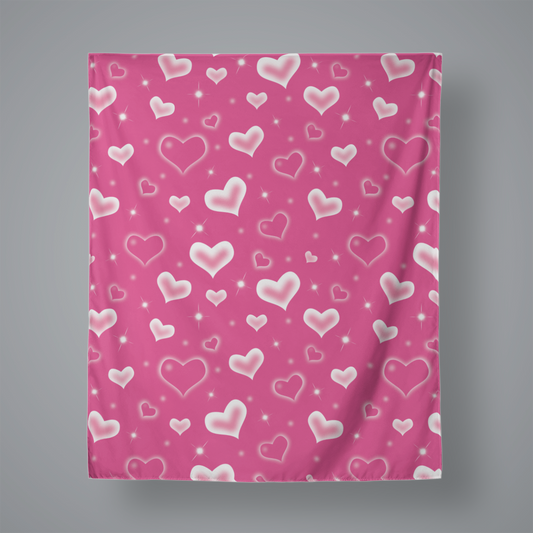 pink airbrush hearts backdrop tapestry